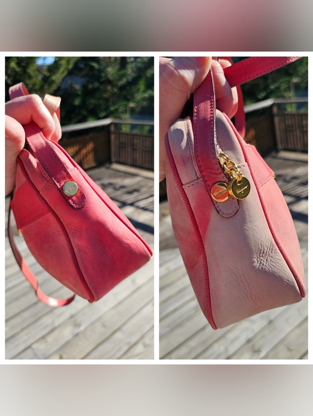 Vintage Salvatore Ferragamo Vara Bow Crossbody Bag - OMBRE PINK SUEDE - Picture 6 of 13